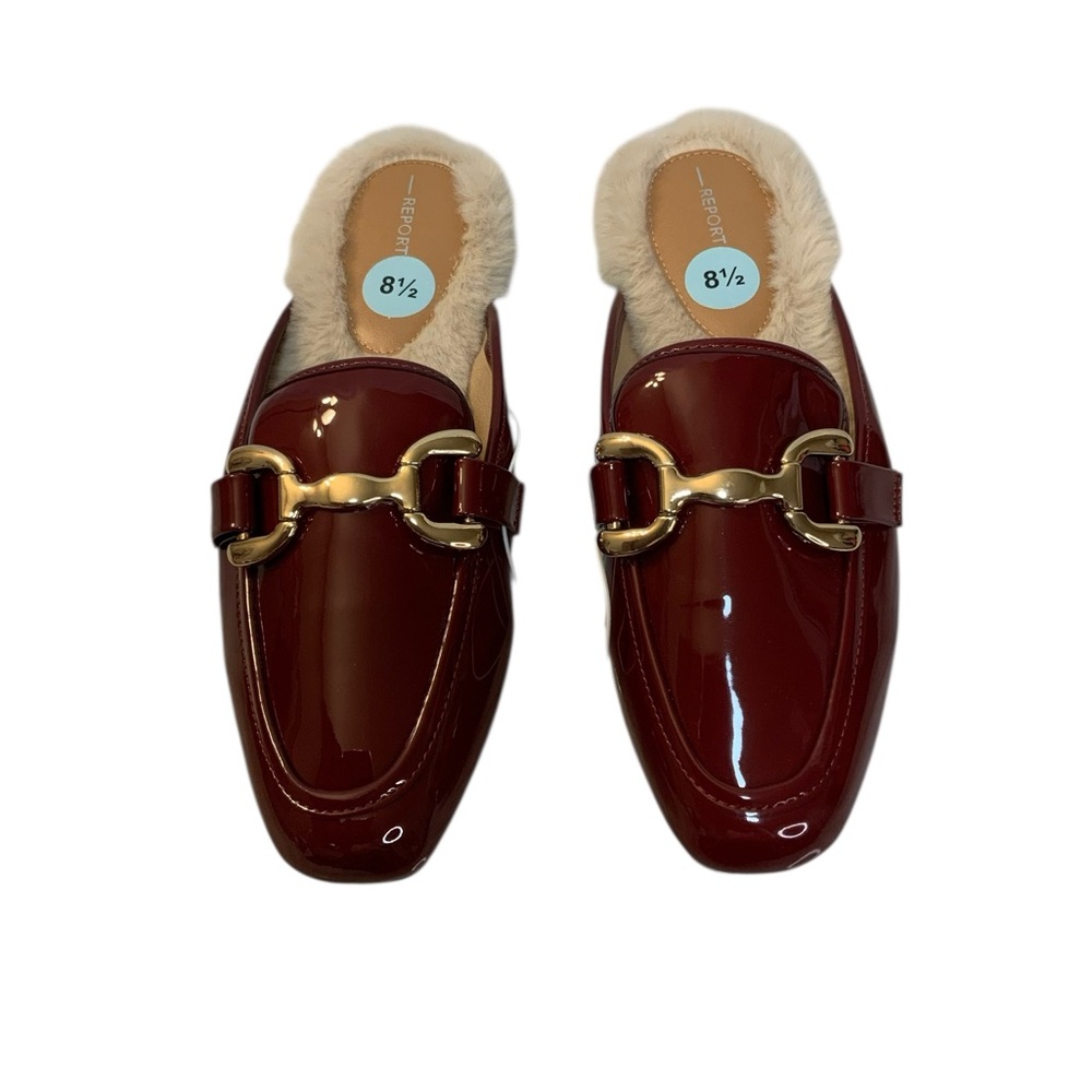 Report Women’s Burgundy Patent Fur Mules